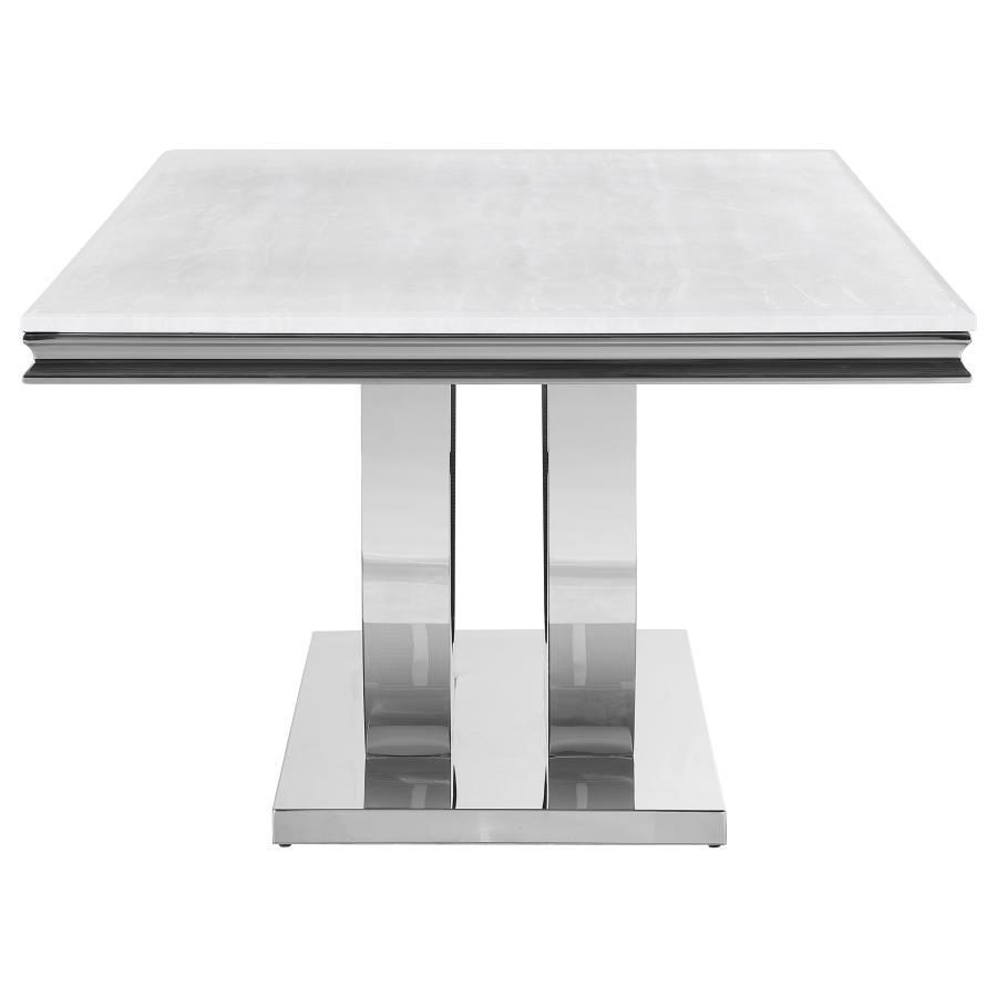 Kerwin - Rectangular Stone Top Dining Table - White by CoasterElevations | Bel Furniture