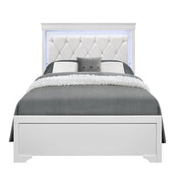 Shaker - 5 Pieces Bedroom Set With Crystal Inspired Tufted Headboard And LED Lighting