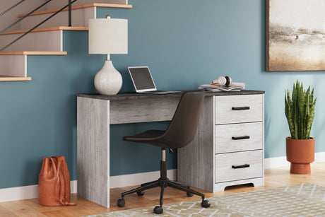 Shawburn - Home Office Desk - White / Dark Charcoal Gray - view 5
