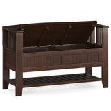 Acadian - Entryway Storage Bench With Shelf - Brown by Simpli-Home | Bel Furniture