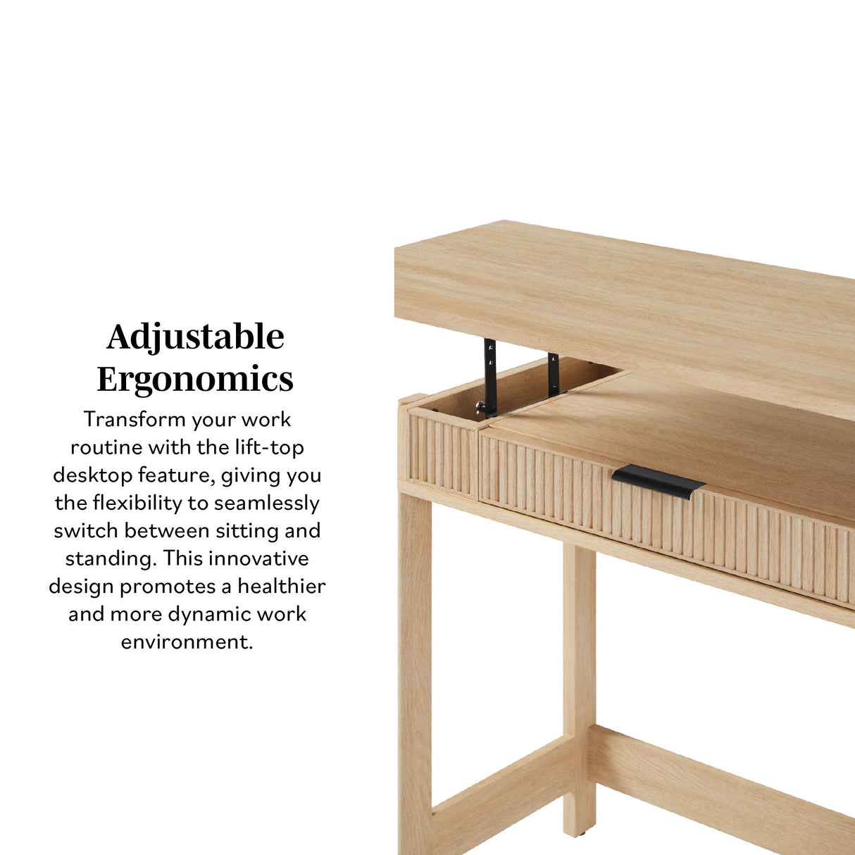 Transitional Reeded Writing Desk With Drawer