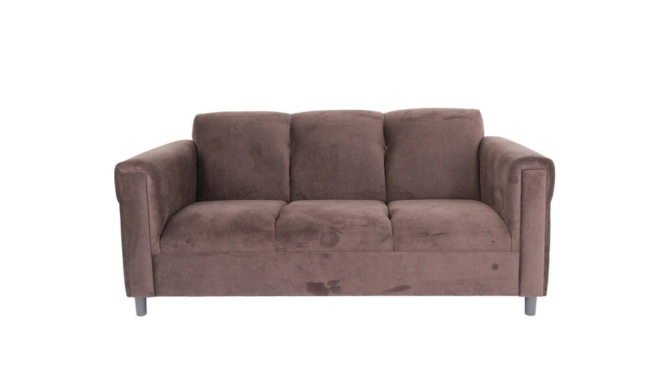 Suede Sofa With Black Legs - Dark Brown