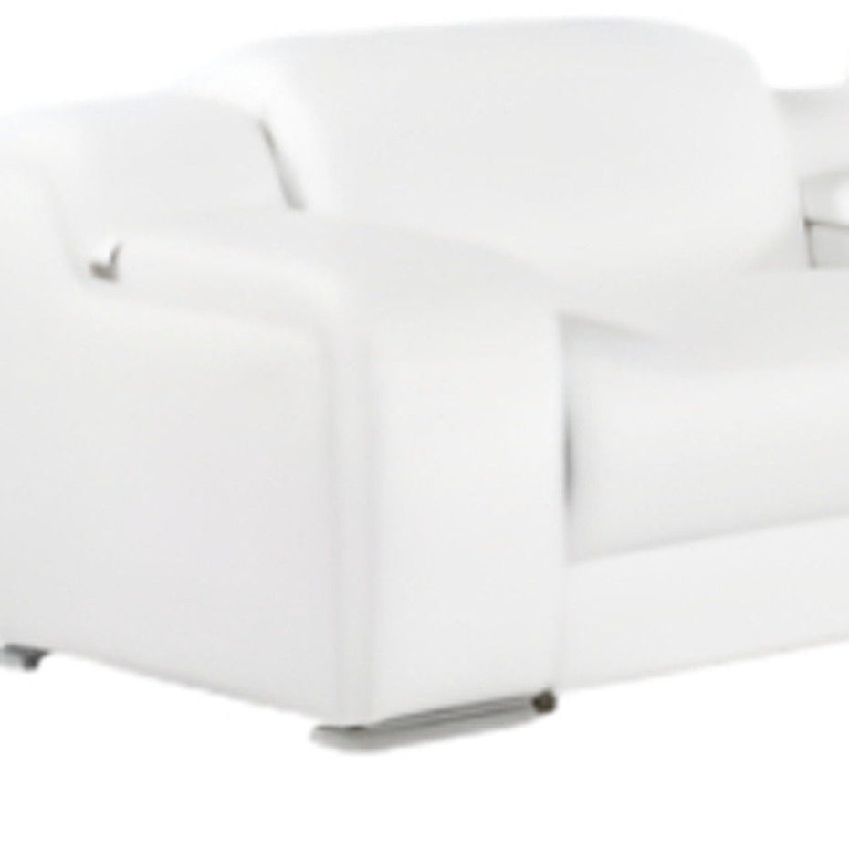 Italian Leather Power Reclining L Shaped Eight Piece Corner Sectional With Console - White