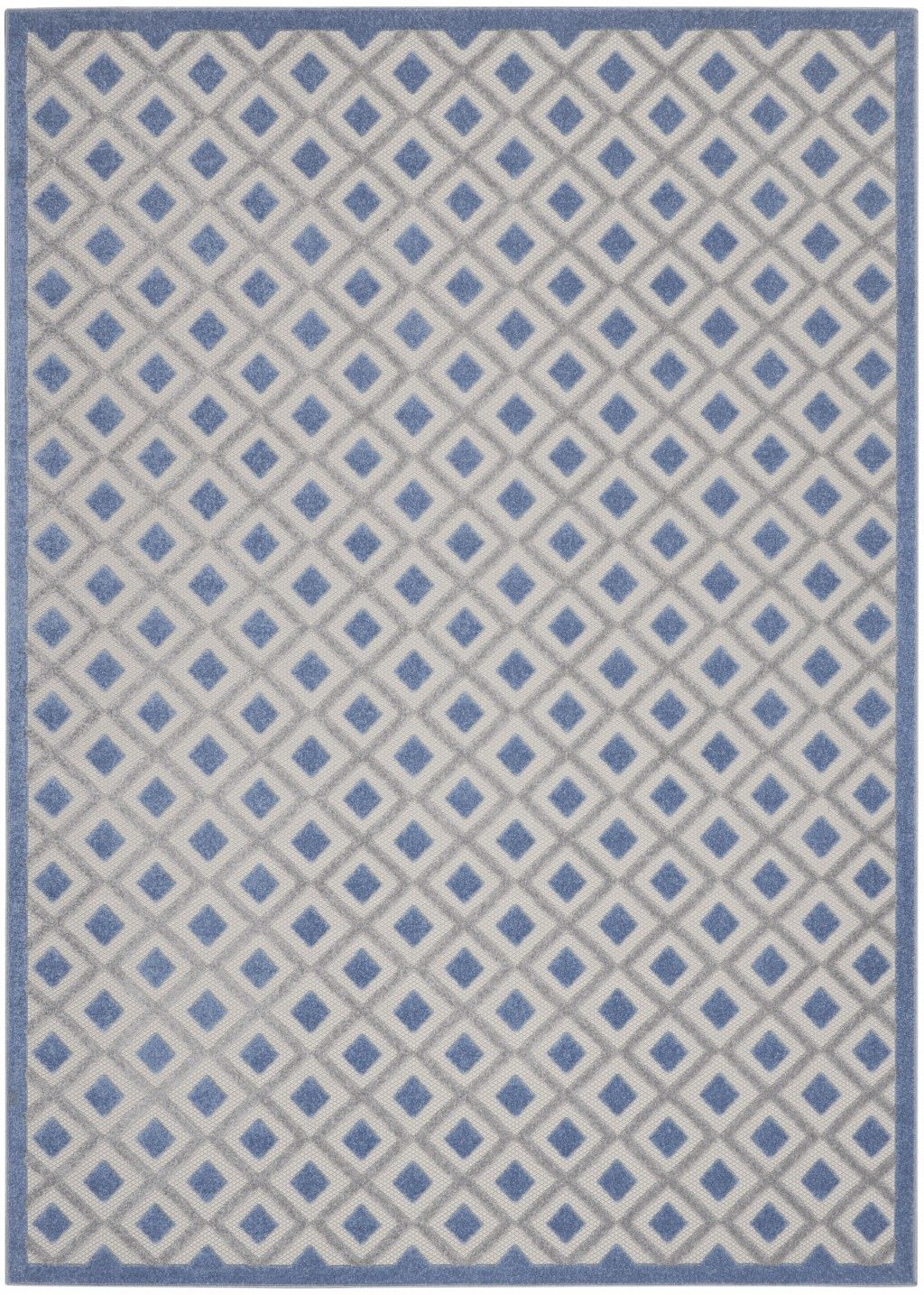 8' X 11' Geometric Indoor / Outdoor Area Rug - Blue / Gray