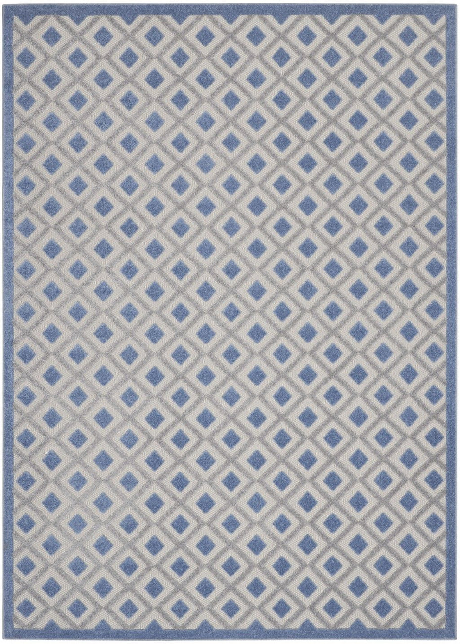 8' X 11' Geometric Indoor / Outdoor Area Rug - Blue / Gray