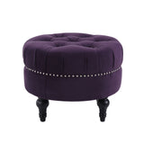 Dawn - Tufted Round Ottoman Nailhead Accents - Purple by Jennifer Taylor Home | Bel Furniture