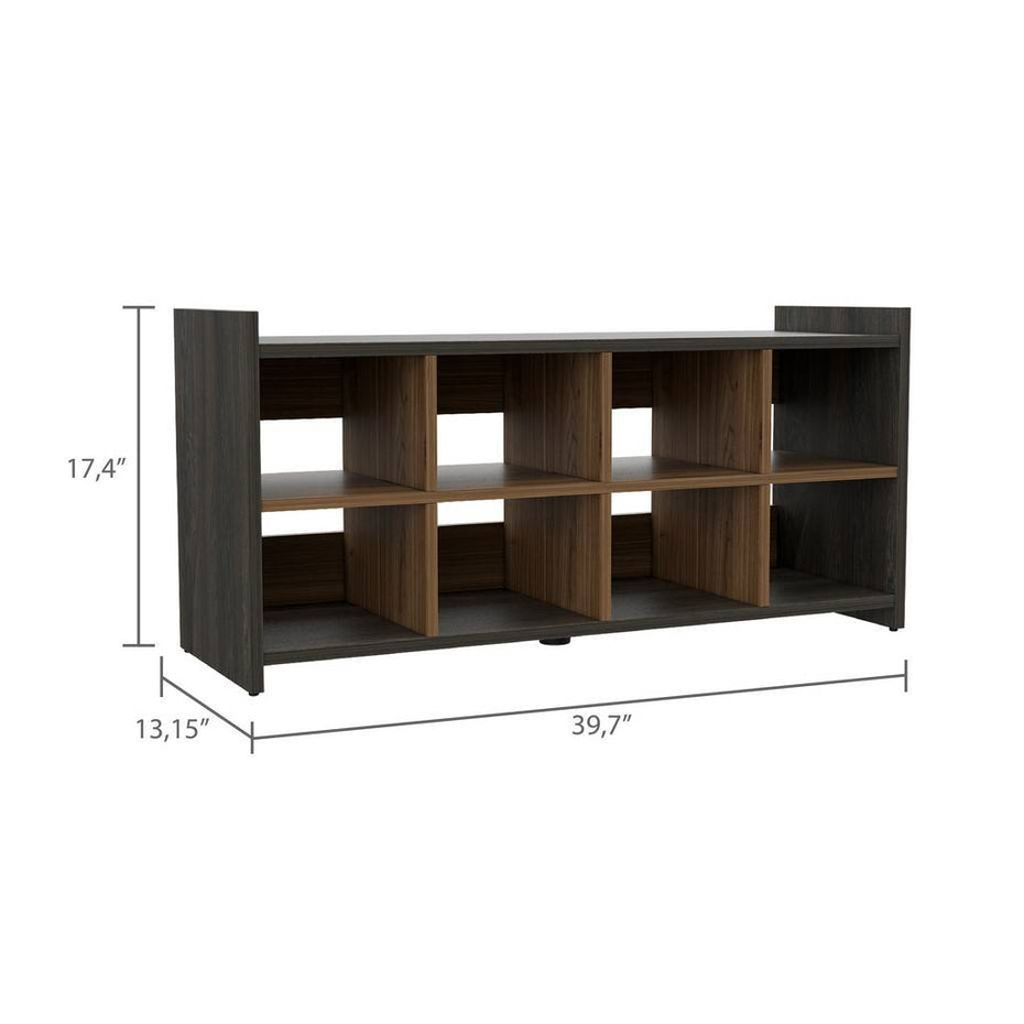 Modern Eight Pair Shoe Rack Storage Unit - Espresso / Mahogany