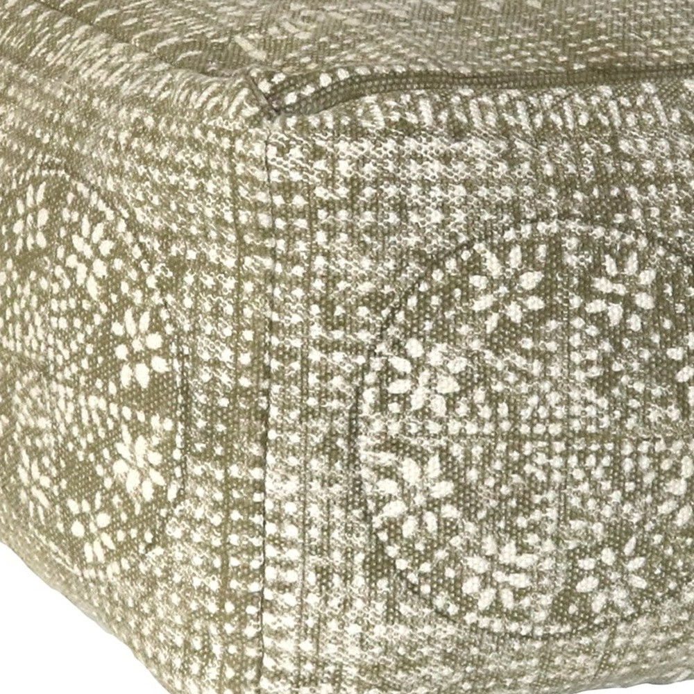 Patterned Rectangle Pouf - Olive Green