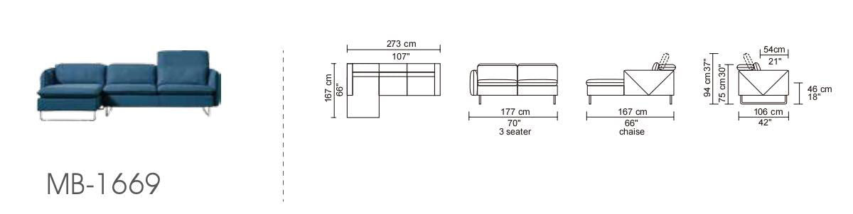 Fabric Foam Wood And Steel Sectional Sofa - Blue