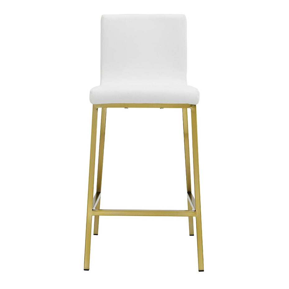 Steel Low Back Counter Height Bar Chairs (Set of 2) - White / Gold