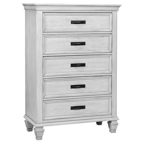 Franco - 5-Drawer Bedroom Chest White by CoasterEssence | Bel Furniture