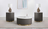 Jason - Round Marble Coffee Table Set White 3 Pc. Coffee Table, 2 End Tables by Coaster Fine Furniture | Bel Furniture