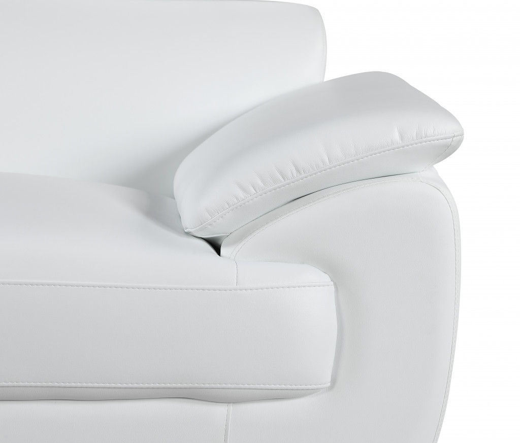 Faux Leather Love Seat - White / Silver