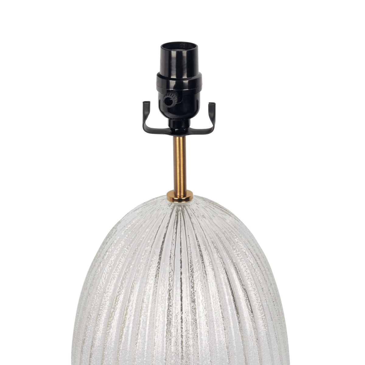 Aurora - Ribbed Lamp Base Clear Table Lamp Large Linen Shade - Beige / Clear / Gold by Ashcroft Furniture | Bel Furniture