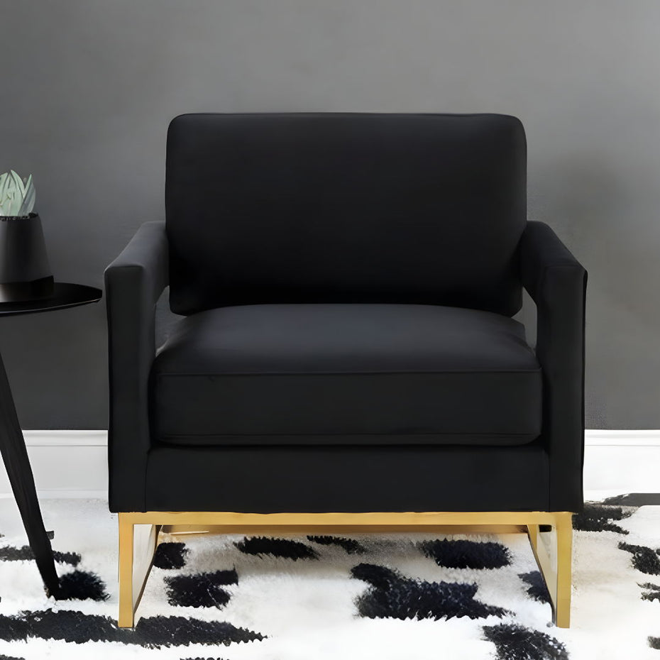 Velvet Arm Chair - Black / Gold