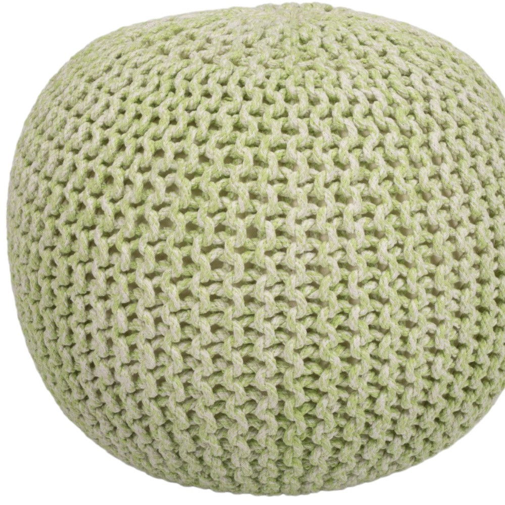 Round Pouf Ottoman - Green