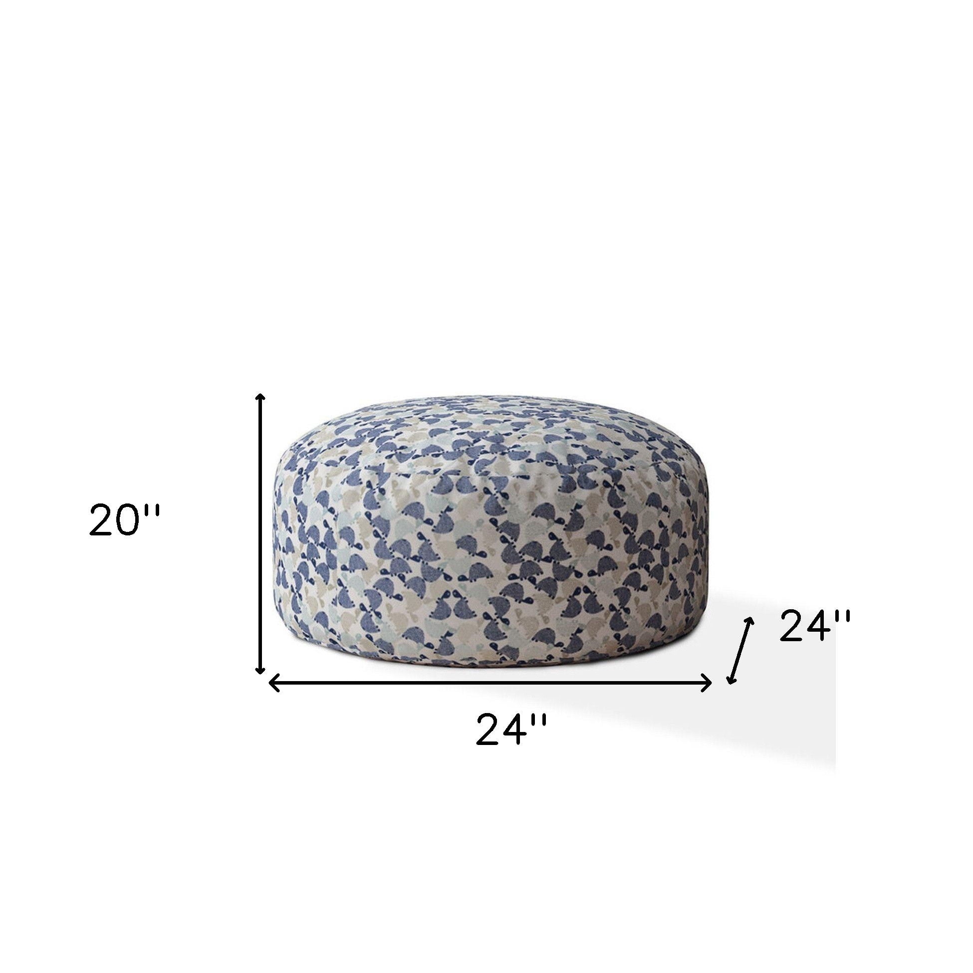 Cotton Round Turtle Pouf Cover - Beige