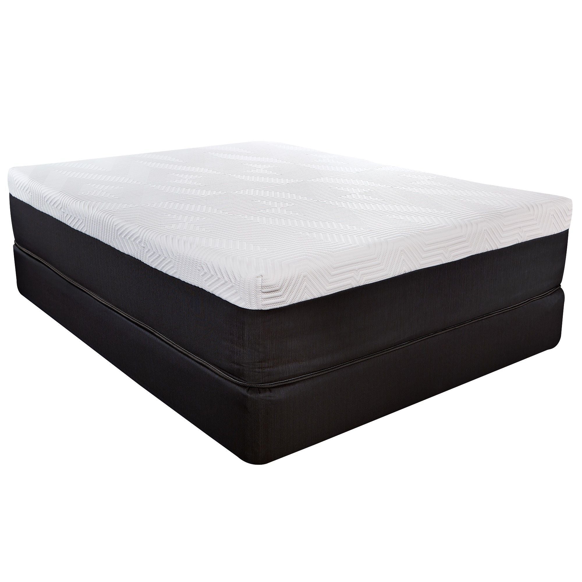 14" Twin Long Lux Memory Foam And Wrapped Coil Mattress - White / Black