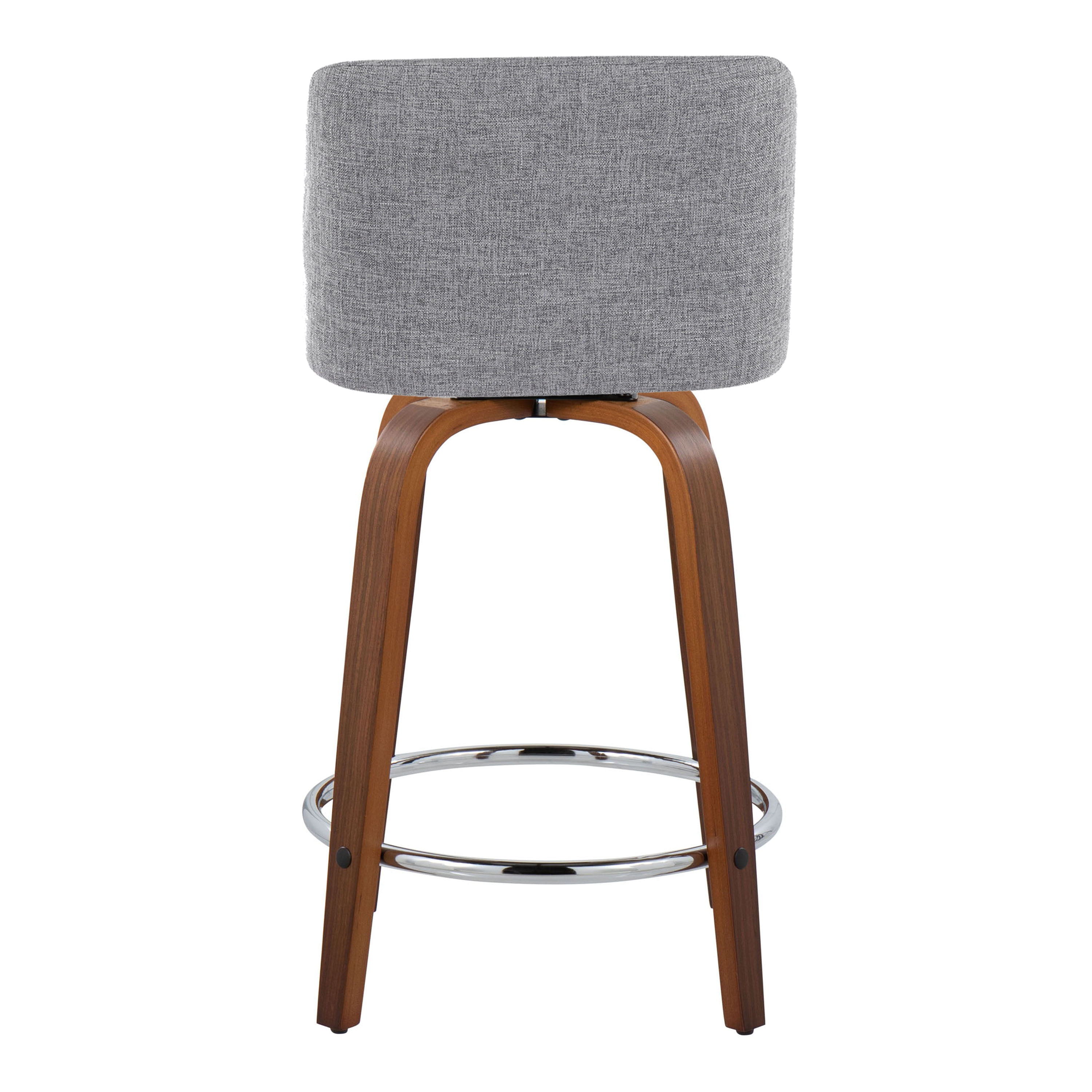 Toriano - Mid Century Modern Fixed Height Counter Stool With Swivel With Round Footrest (Set of 2)