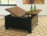 Valebeck - Lift Top Cocktail Table - Black / Brown