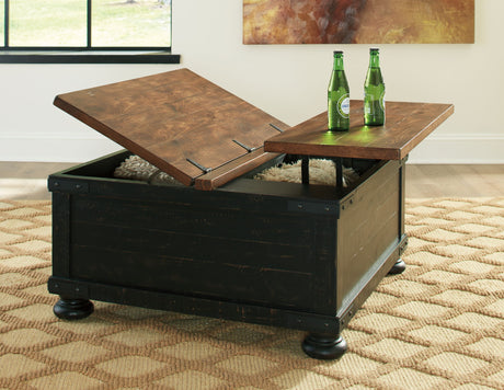 Valebeck - Lift Top Cocktail Table - Black / Brown - view 3