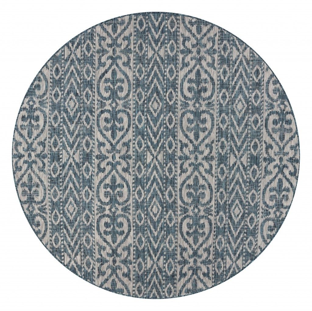 8' X 8' Indoor / Outdoor Area Rug - Blue / Gray