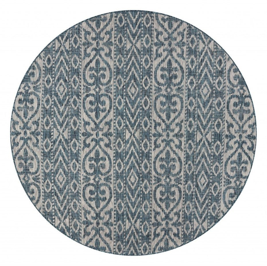 8' X 8' Indoor / Outdoor Area Rug - Blue / Gray