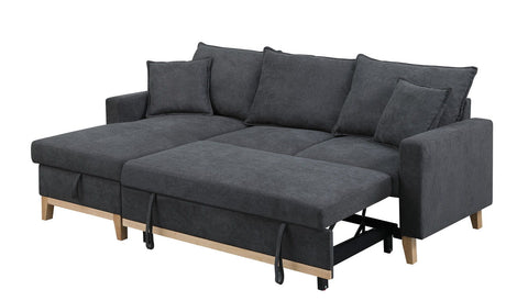 Colton - Woven Reversible Sleeper Sectional Sofa With Storage Chaise - Dark Gray by Lilola Home | Bel Furniture