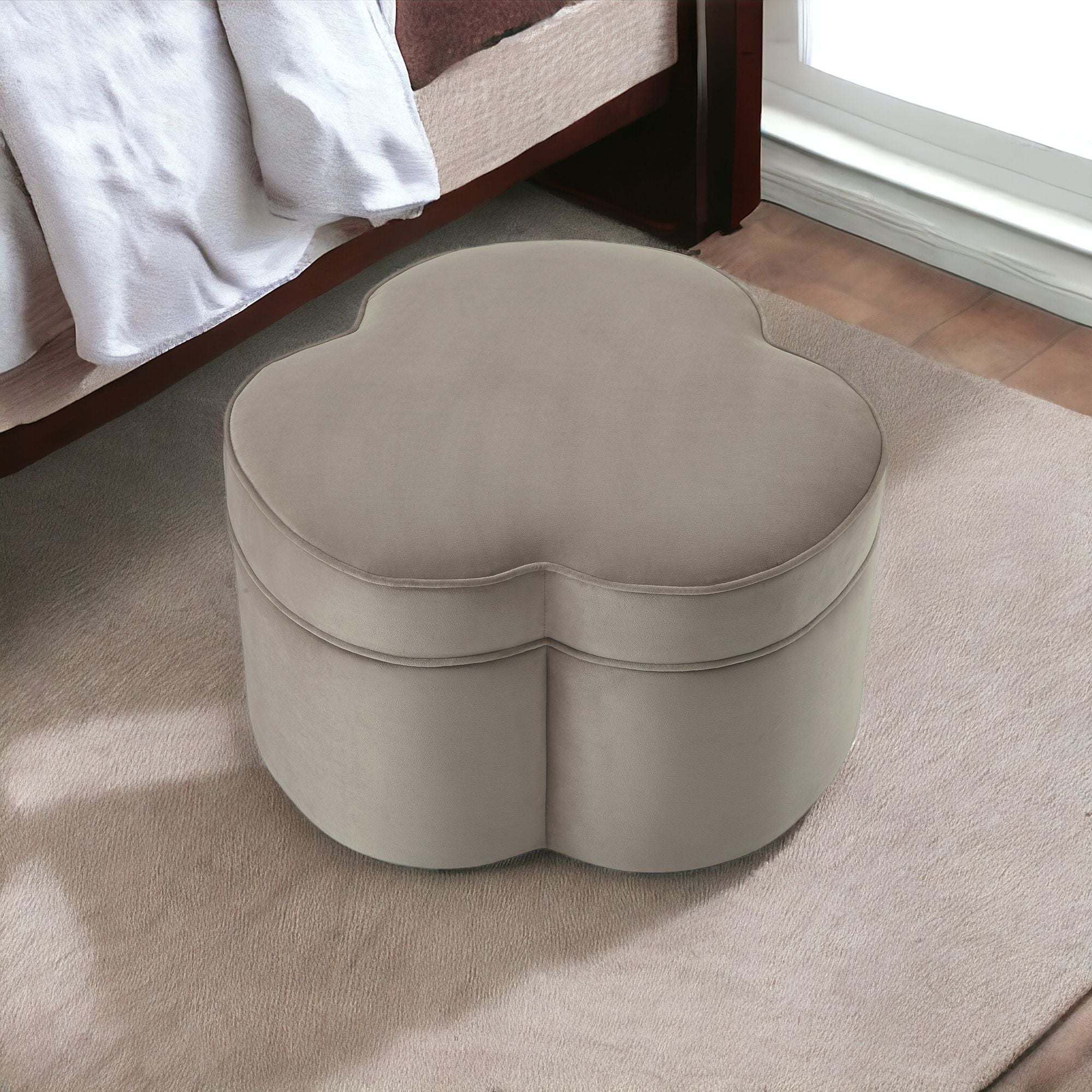 Velvet Specialty Cocktail Ottoman - Taupe