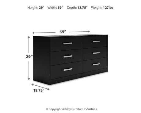 Finch - Six Drawer Dresser - 29'' Height - Black - view 2