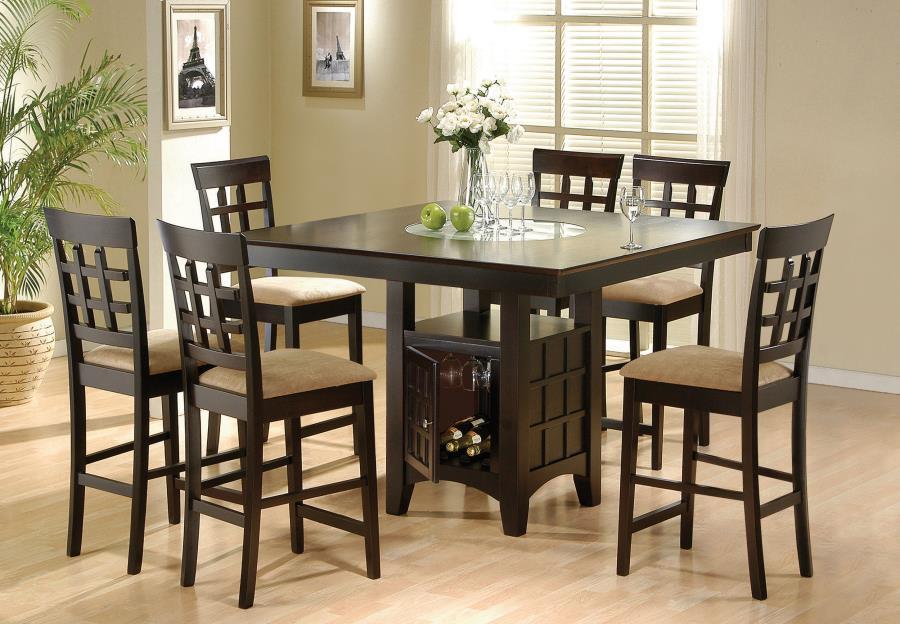 Gabriel - Square Counter Dining Room Set Dark Brown 7 Pc. Table, 6 Chairs by CoasterEveryday | Bel Furniture