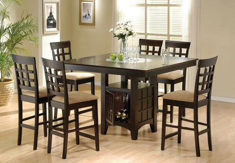 Gabriel - Square Counter Dining Room Set Dark Brown 7 Pc. Table, 6 Chairs by CoasterEveryday | Bel Furniture