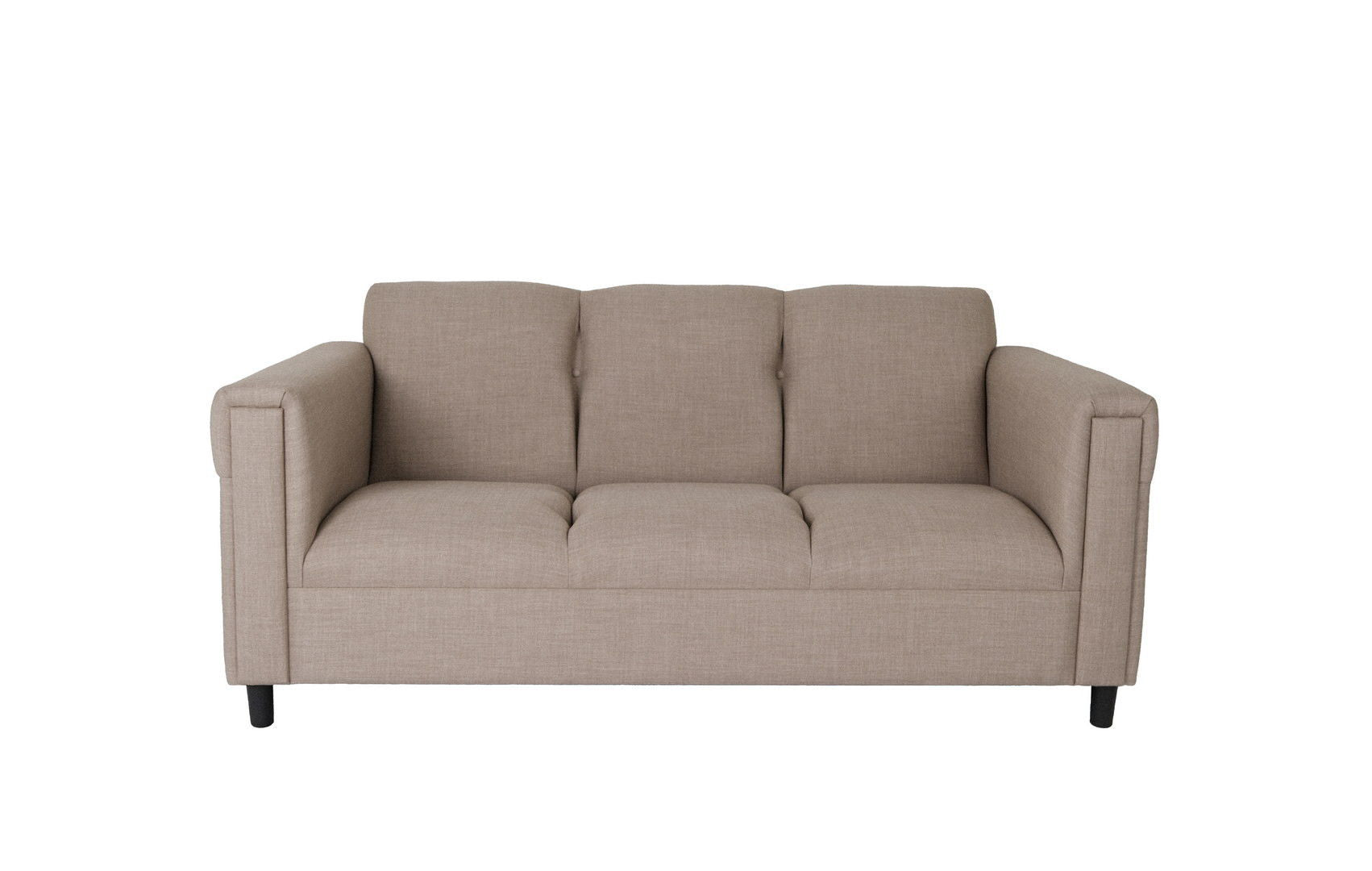 Polyester Sofa With Black Legs - Beige