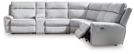 Social Pointe - Reclining Sectional Gray 6 Pc. Reclining Sectional With Console by Signature Design by Ashley® | Bel Furniture