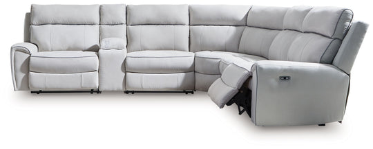 Social Pointe - Reclining Sectional Gray 6 Pc. Reclining Sectional With Console by Signature Design by Ashley® | Bel Furniture