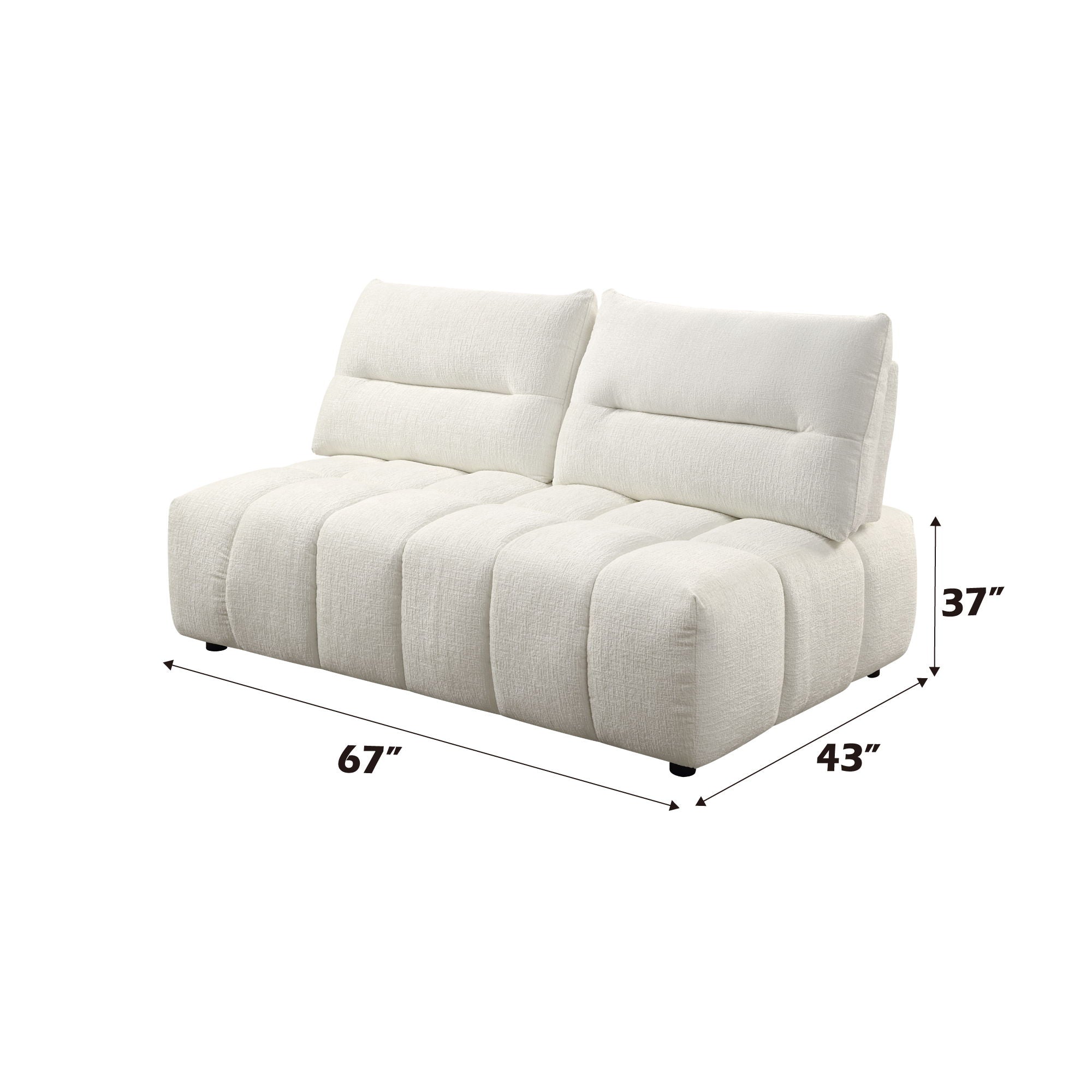 Loanna - Linen Modular Sectional With Chaise And Ottoman - Beige