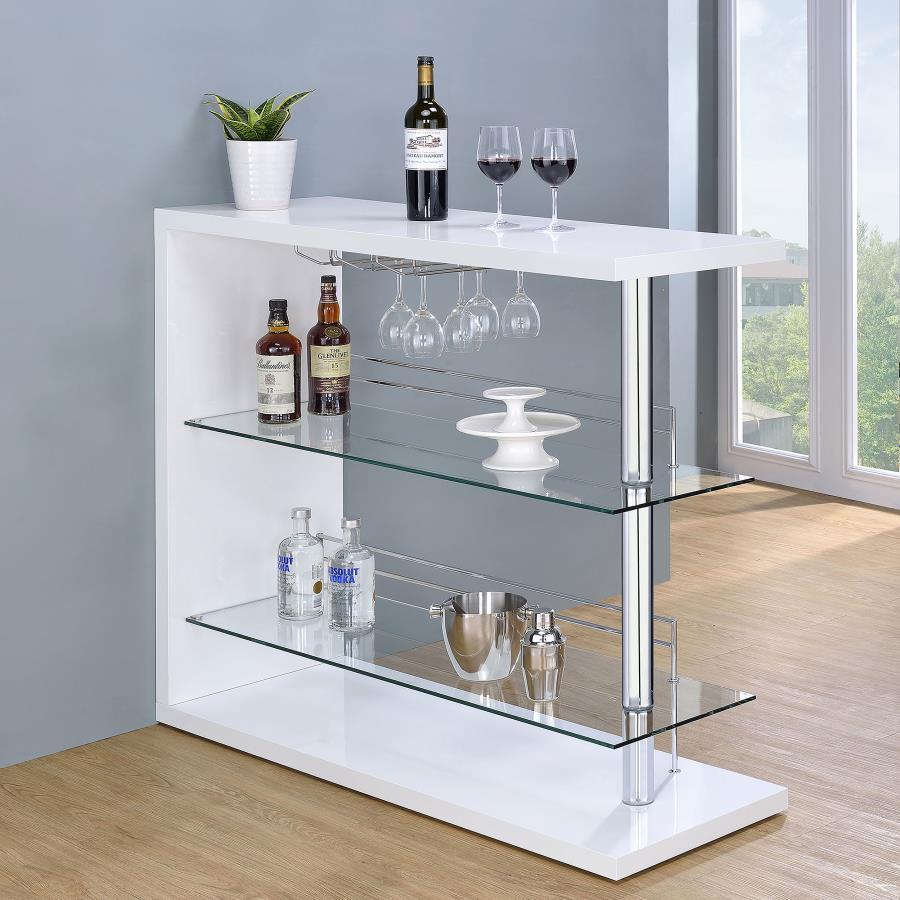 Prescott - Rectangular 2-Shelf Bar Unit by CoasterEssence | Bel Furniture