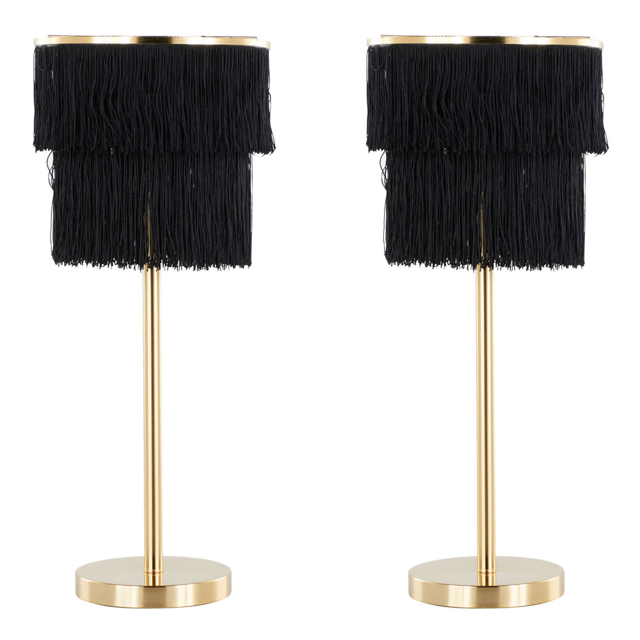 Fringe - Contemporary Buffet Lamp (Set of 2) - Royal Gold / Black Fringe