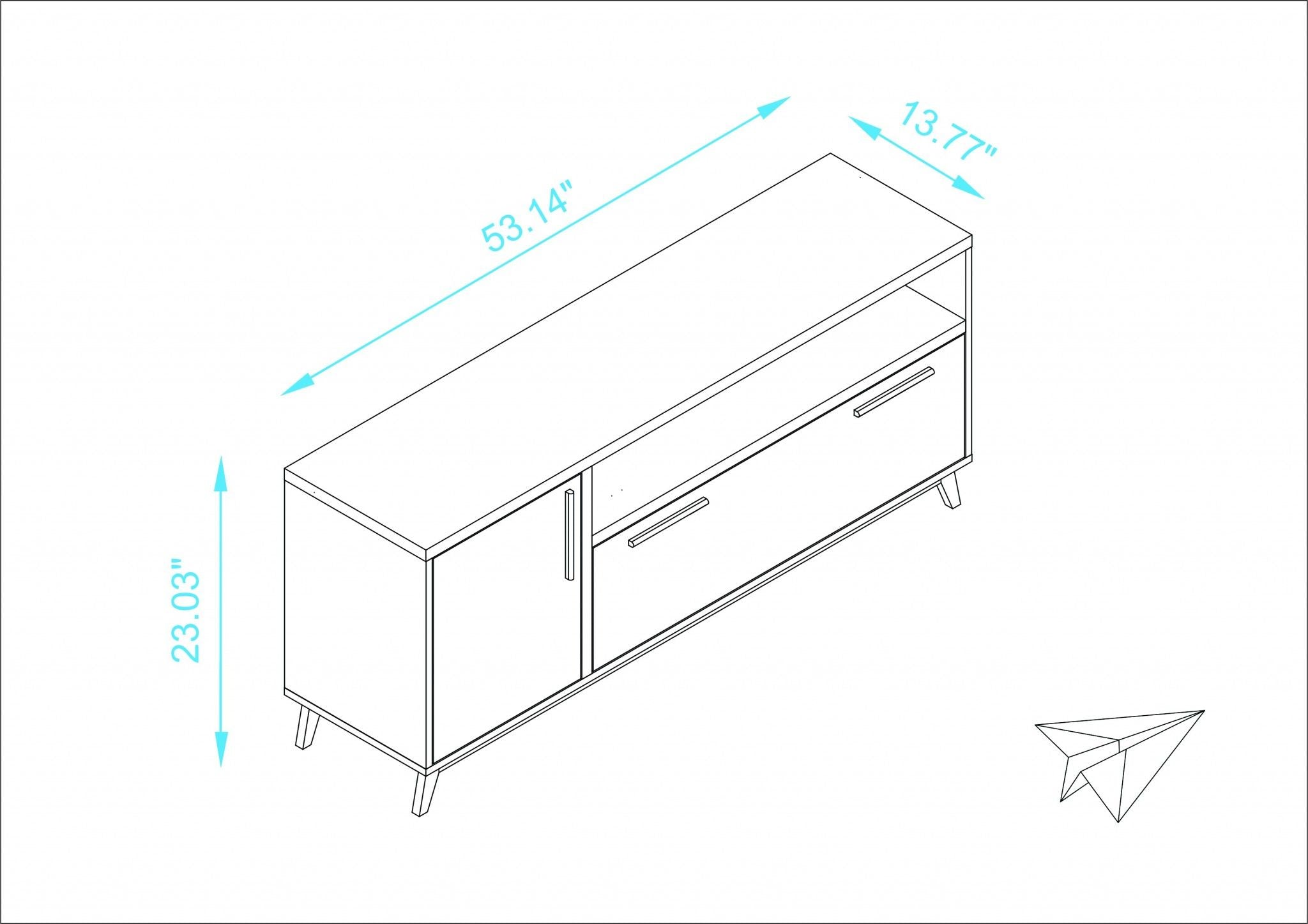 Modern Long Door TV Stand - White / Natural