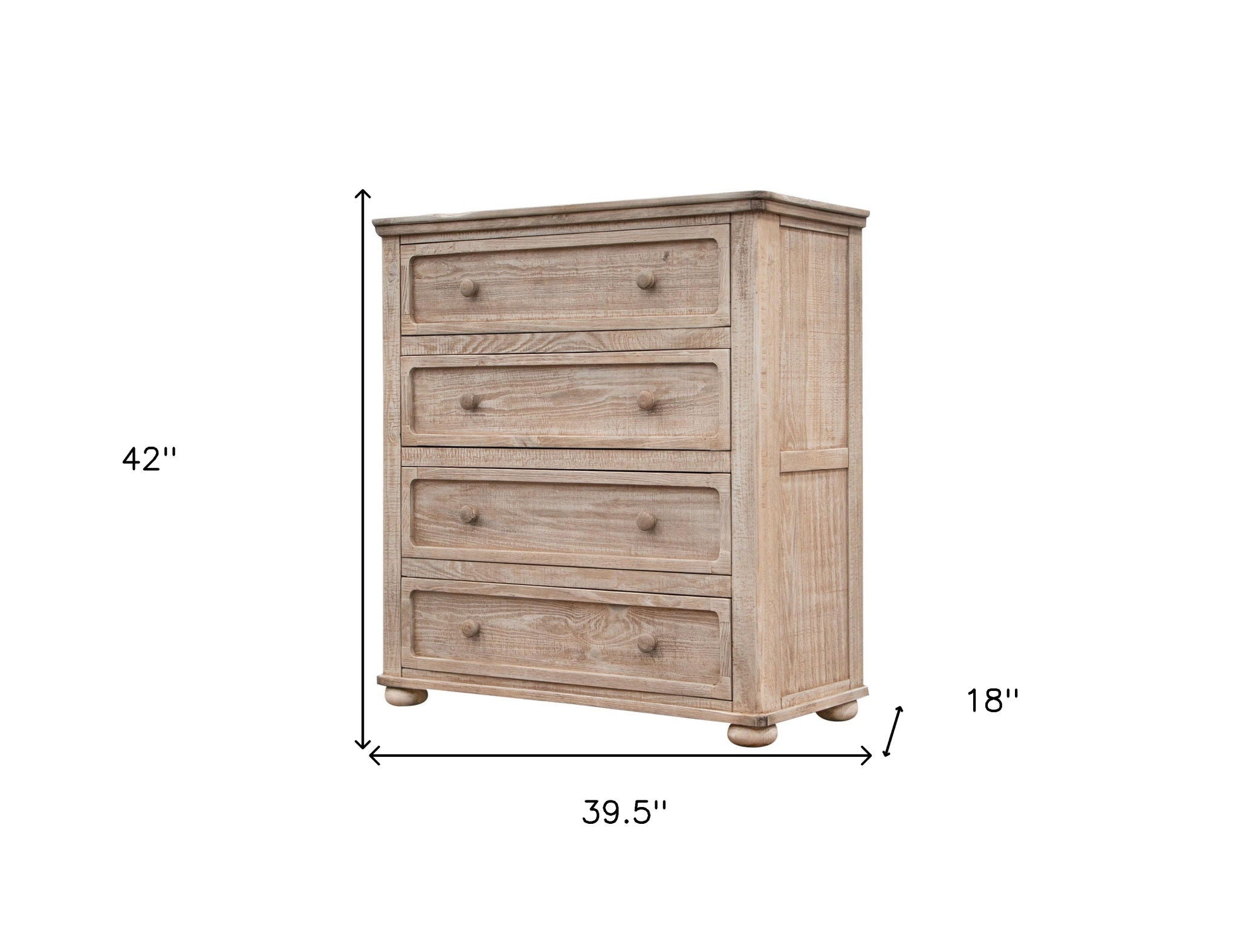 Solid Four Drawer Chest - Natural