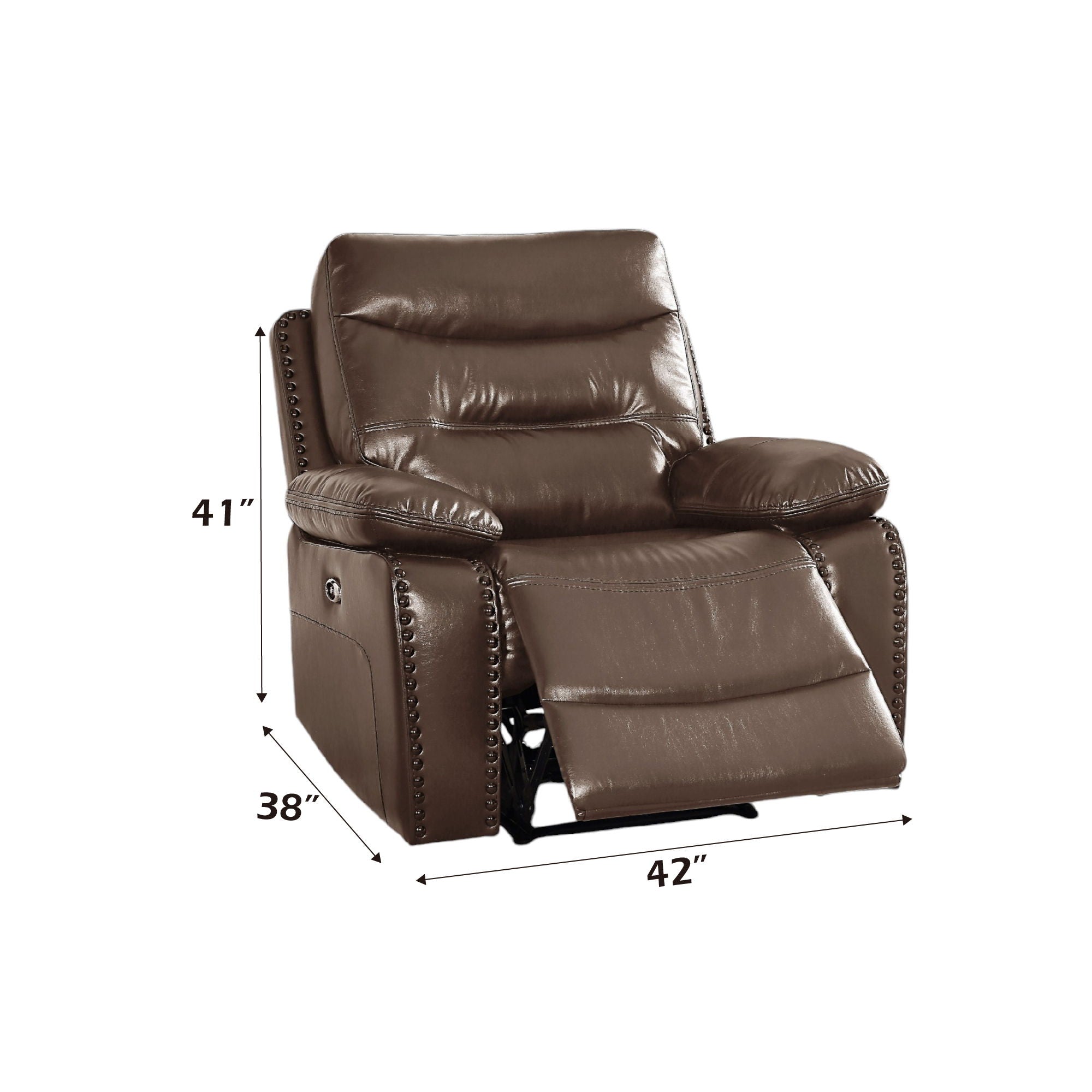 Aashi - Leather Gel Match 3 Piece Recliner Living Room Set - Brown