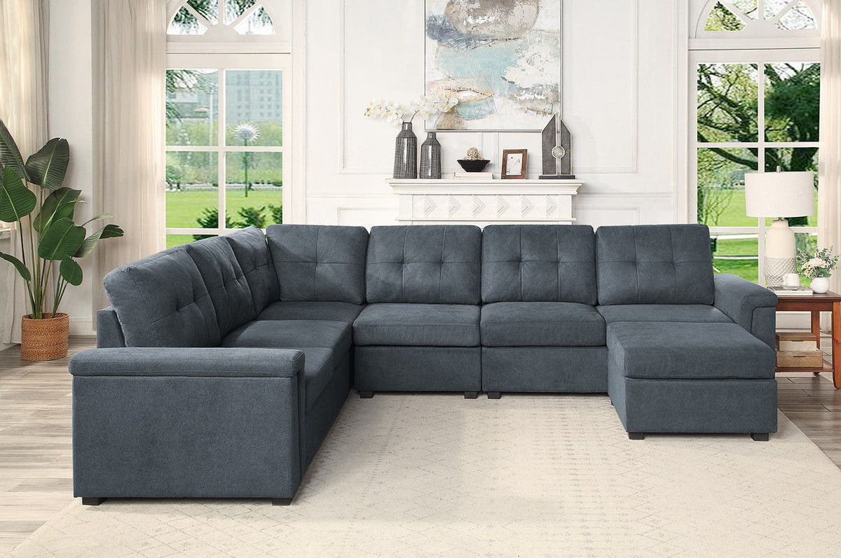 Isla - Fabric Sectional Sofa With Ottoman by Lilola Home | Bel Furniture