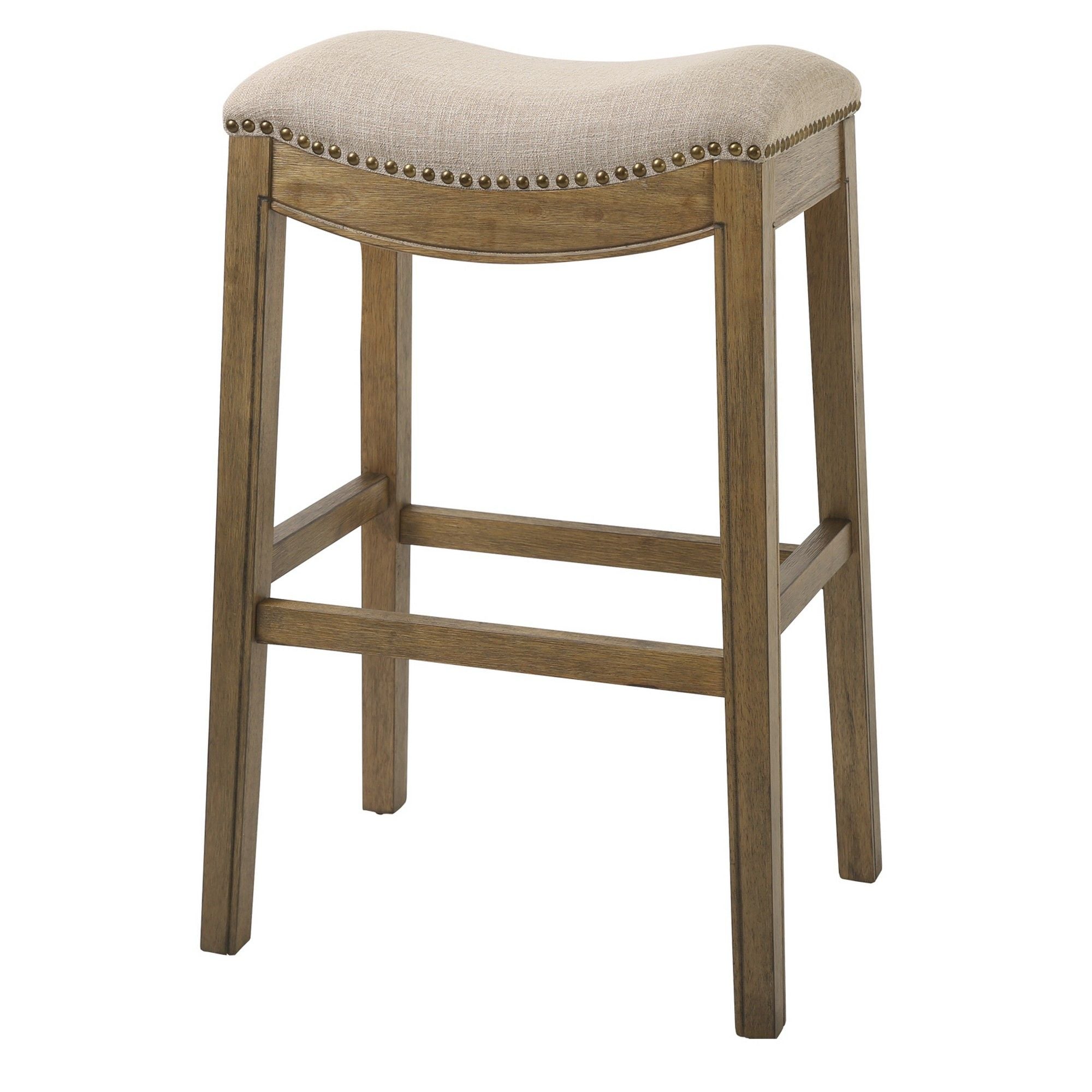 Solid Wood Backless Bar Height Bar Chair - Linen And Natural