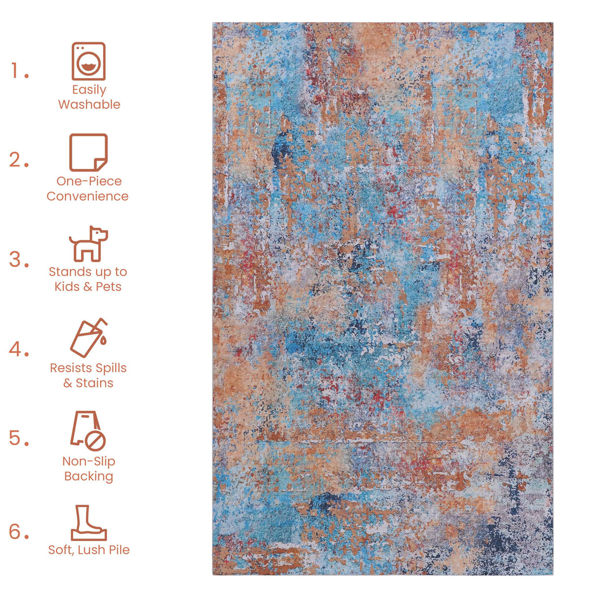 Maval - Abstract Washable Area Rug