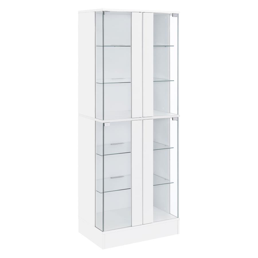 Cabra - 4-door LED Curio Display Cabinet White by Coaster Fine Furniture | Bel Furniture