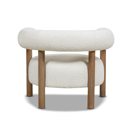 Fuji - Mid Century Modern Barrel Accent Arm Chair - Ivory White by Jennifer Taylor Home | Bel Furniture