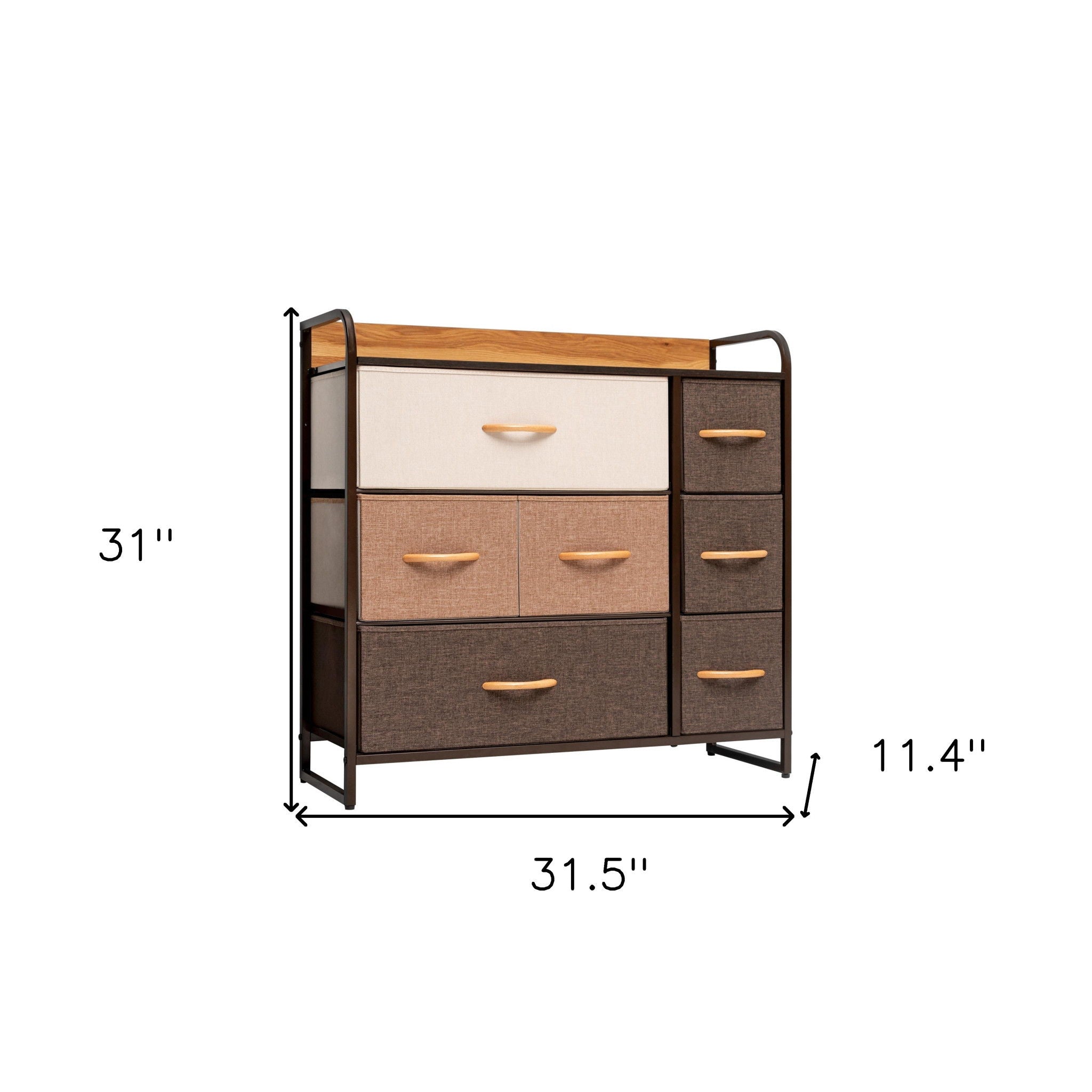 Steel And Fabric Seven Drawer Dresser - Brown