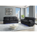 Winston - Power Reclining Sofa With LED Lighting, Hidden Drawer, And Drop Down Table - Black