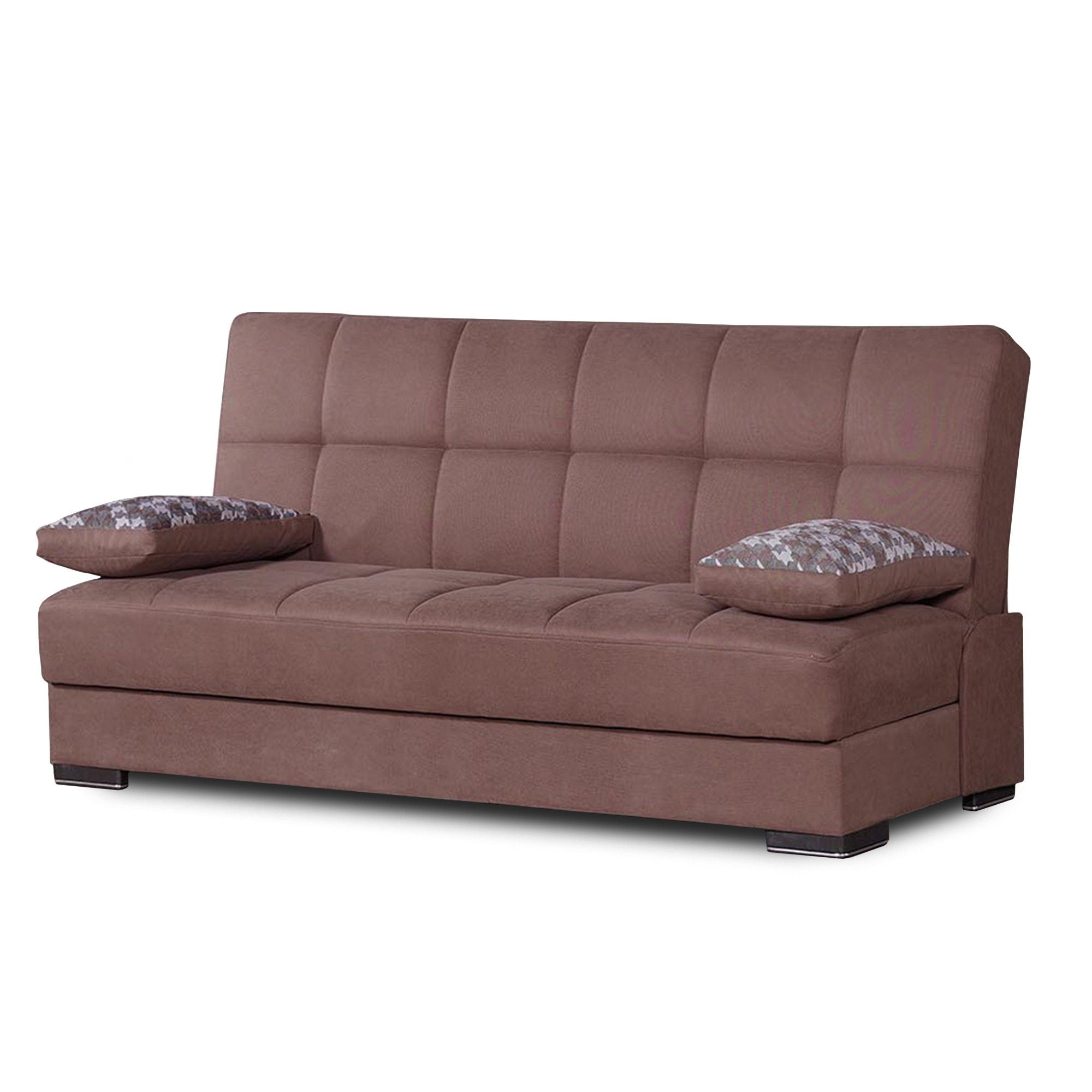 Chenille Sleeper Sofa And Toss Pillows - Brown