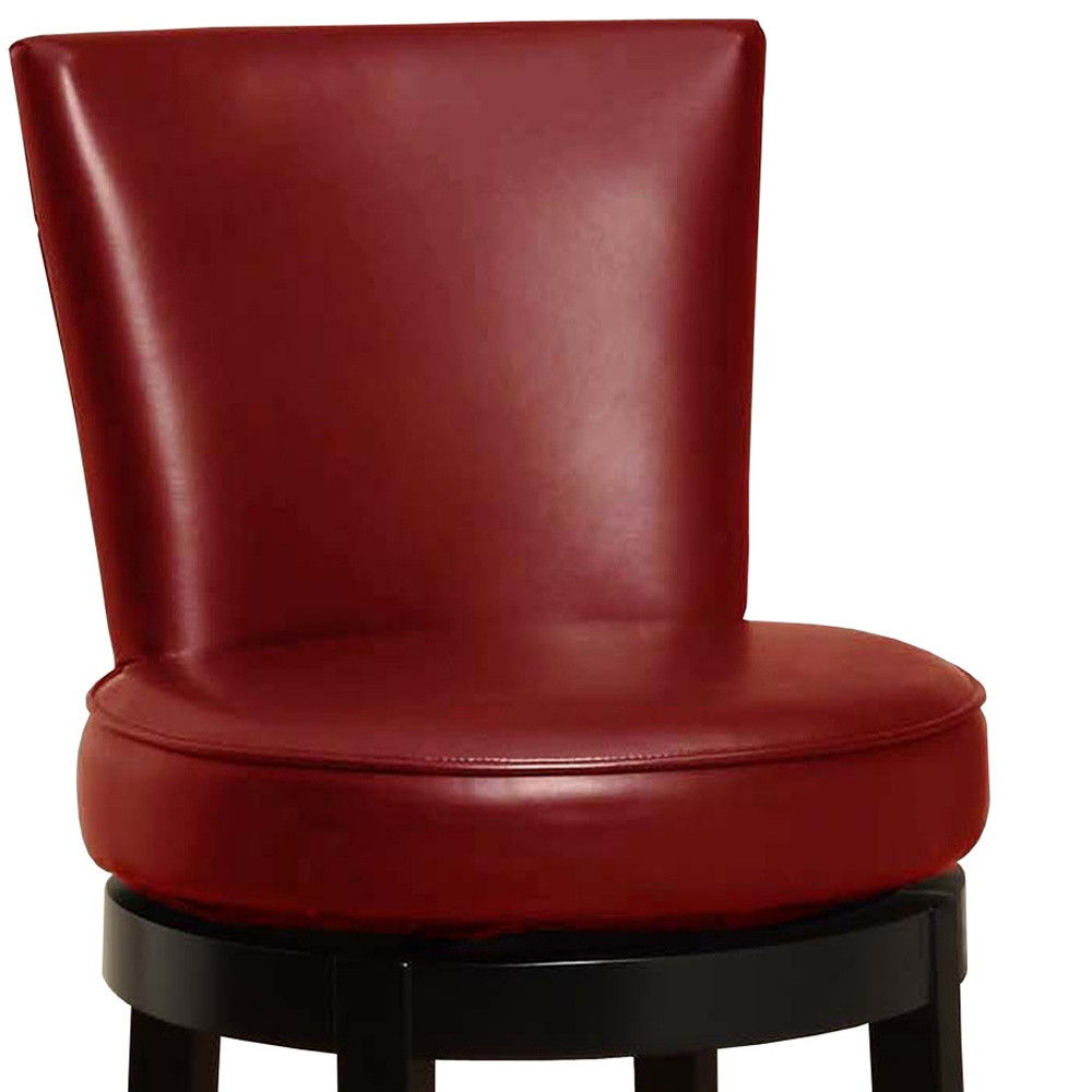 Solid Wood Swivel Bar Height Bar Chair - Red / Black